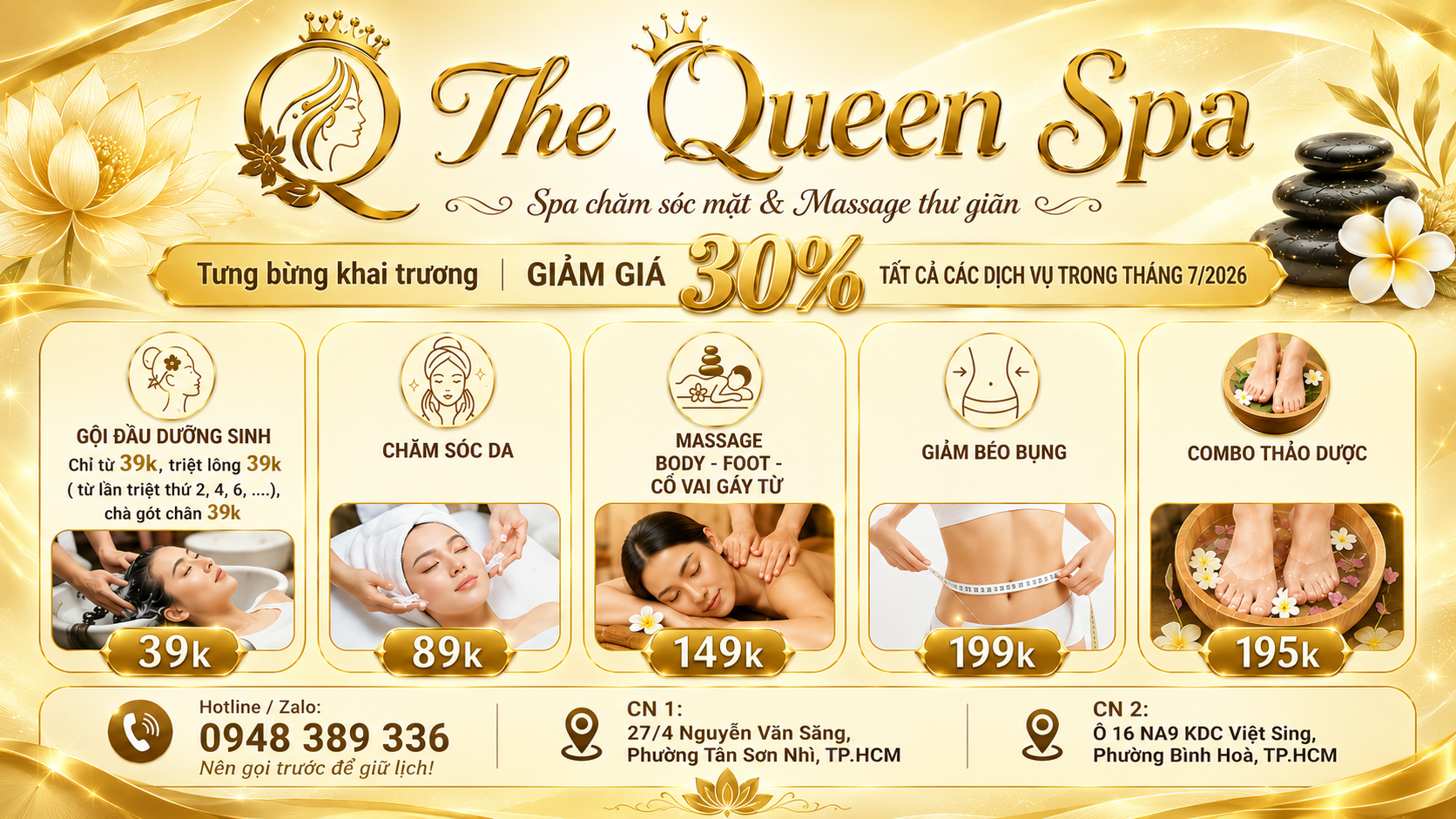 Bảng giá dịch vụ body The Queen Spa